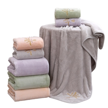 Yiduo комплект корално флисови кърпи за баня – Принцес серия, 450 g+, 32s прежда, бродерия, подаръчна кутия