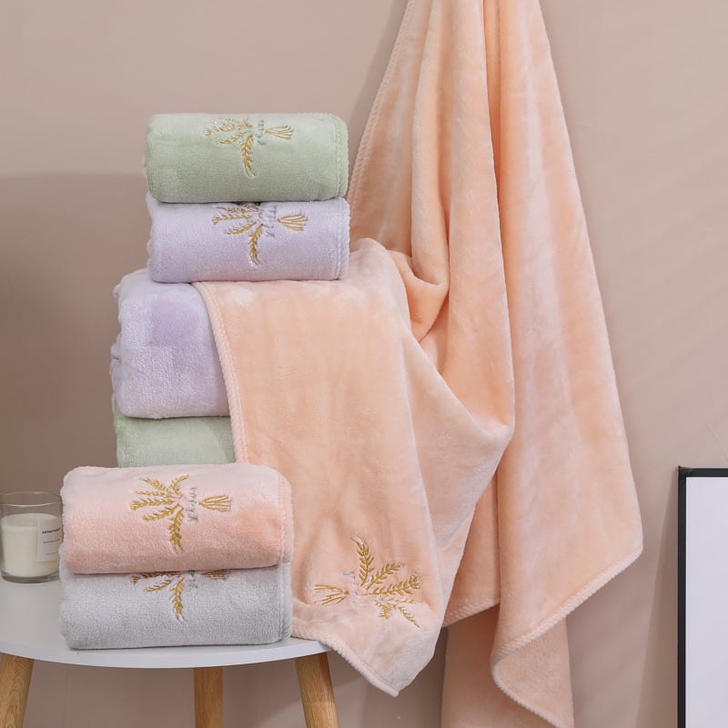 Yiduo комплект корално флисови кърпи за баня – Принцес серия, 450 g+, 32s прежда, бродерия, подаръчна кутия