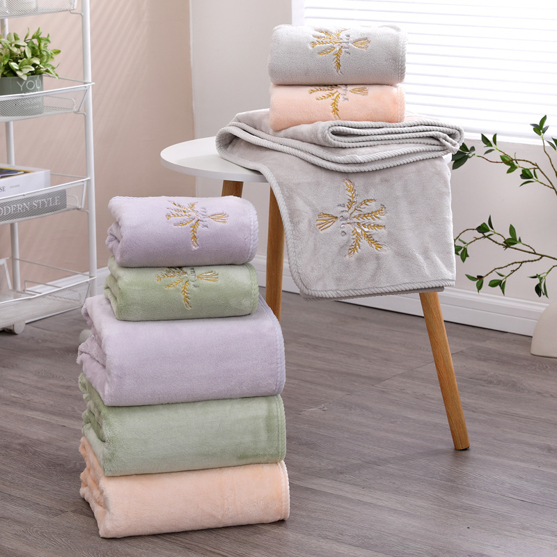 Yiduo комплект корално флисови кърпи за баня – Принцес серия, 450 g+, 32s прежда, бродерия, подаръчна кутия