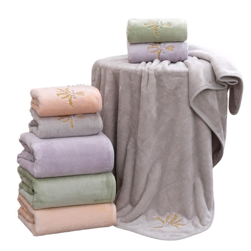 Yiduo комплект корално флисови кърпи за баня – Принцес серия, 450 g+, 32s прежда, бродерия, подаръчна кутия