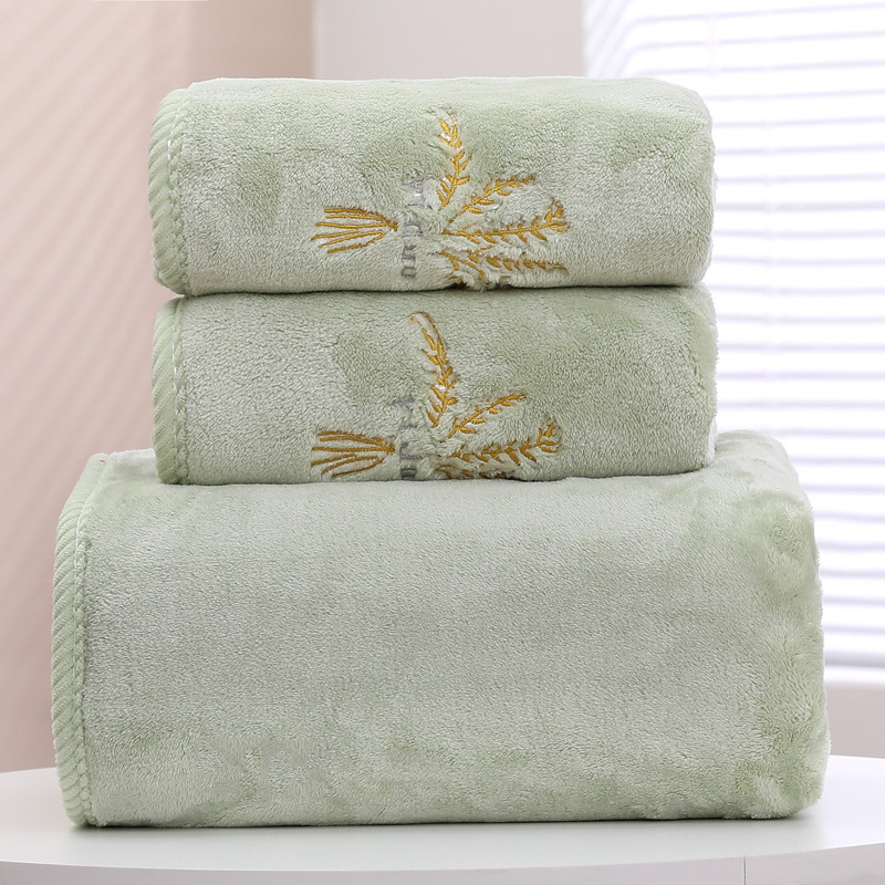 Yiduo комплект корално флисови кърпи за баня – Принцес серия, 450 g+, 32s прежда, бродерия, подаръчна кутия