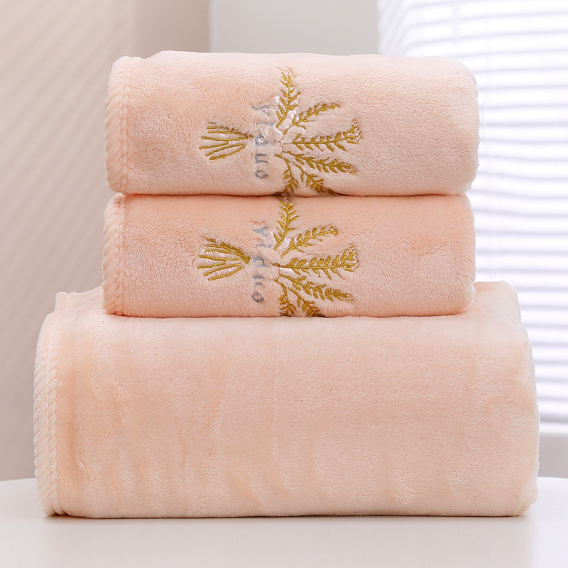 Yiduo комплект корално флисови кърпи за баня – Принцес серия, 450 g+, 32s прежда, бродерия, подаръчна кутия