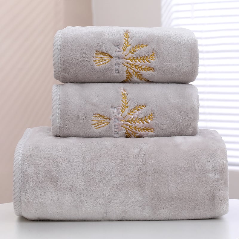 Yiduo комплект корално флисови кърпи за баня – Принцес серия, 450 g+, 32s прежда, бродерия, подаръчна кутия