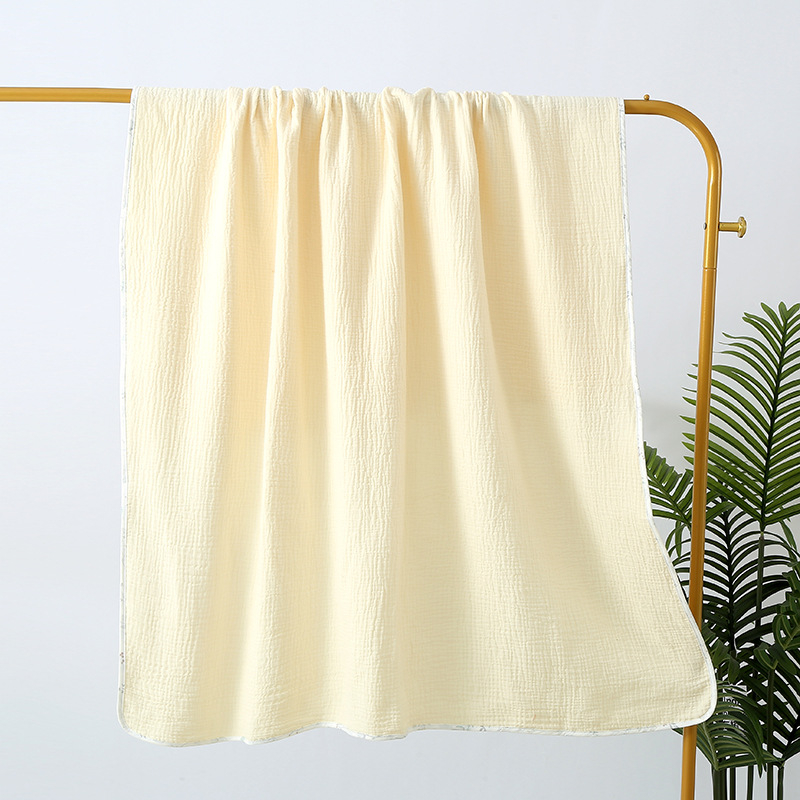 Kupaći/plažni ručnik, četiri sloja crepe gaze, šiven rub, 200–300 g, vlakno 40