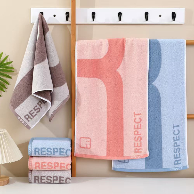 Set ručnika za kupanje i ručnika za lice, 100% pamuk, Jacquard 32S pređa, GSM 100–120