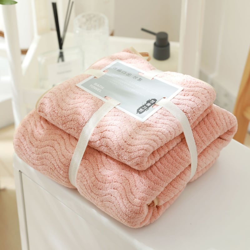 Комплект кърпи за лице и баня — меки корална флис кърпи, абсорбиращи, кожa-дружелюбни, Jacquard тъкан, 82% полиестер, 280 g/m²