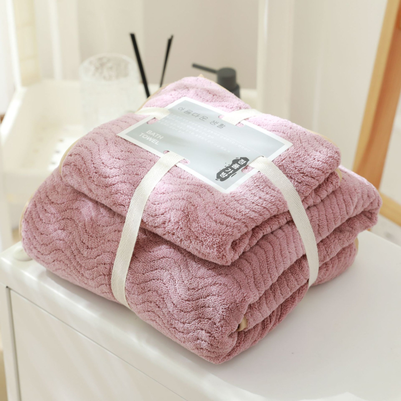 Комплект кърпи за лице и баня — меки корална флис кърпи, абсорбиращи, кожa-дружелюбни, Jacquard тъкан, 82% полиестер, 280 g/m²