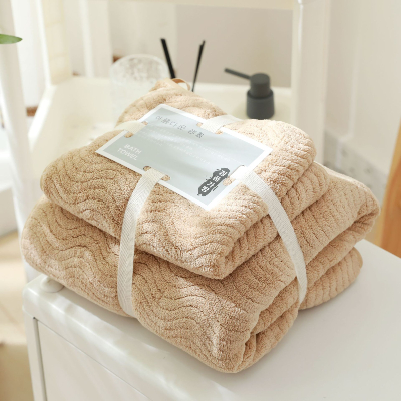 Комплект кърпи за лице и баня — меки корална флис кърпи, абсорбиращи, кожa-дружелюбни, Jacquard тъкан, 82% полиестер, 280 g/m²