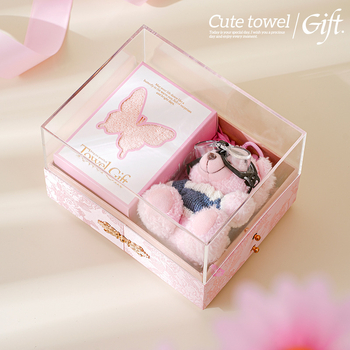 Dāvanas dvielis ar lāčuka motīvu kāzu dāvanai – poliesteris, 40 g, 21 pavedienu, vienkārša aušana, absorbcija 26–30 s