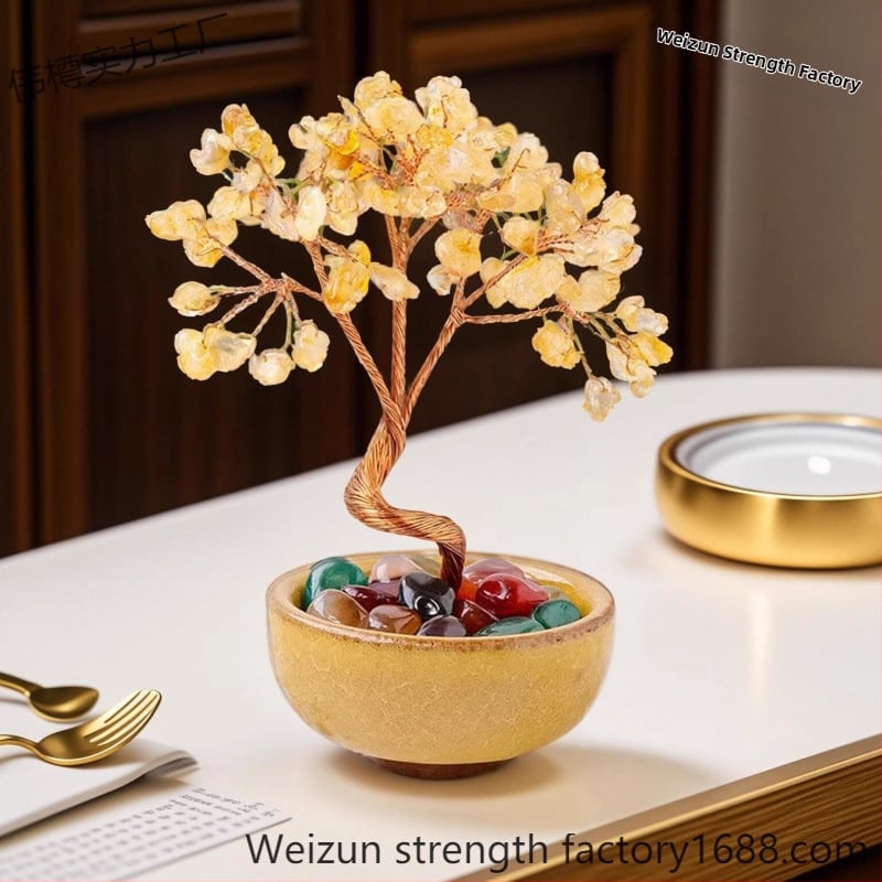 Κρυστάλλινο Δέντρο με Μοντέρνο Μινιμαλιστικό Σχεδιασμό και Βάση για Φλιτζάνι Τσαγιού