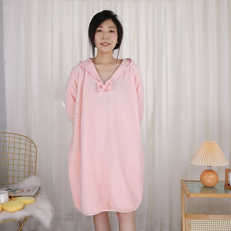 Prosop de baie lung, purtabil ca rochie, din coral fleece, cu glugă, gros, absorbant, uscare rapidă pentru toamnă