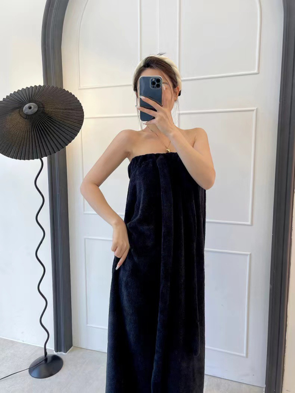 Halat de baie din fleece coral, material nylon, 380 g, pentru femei, toamnă