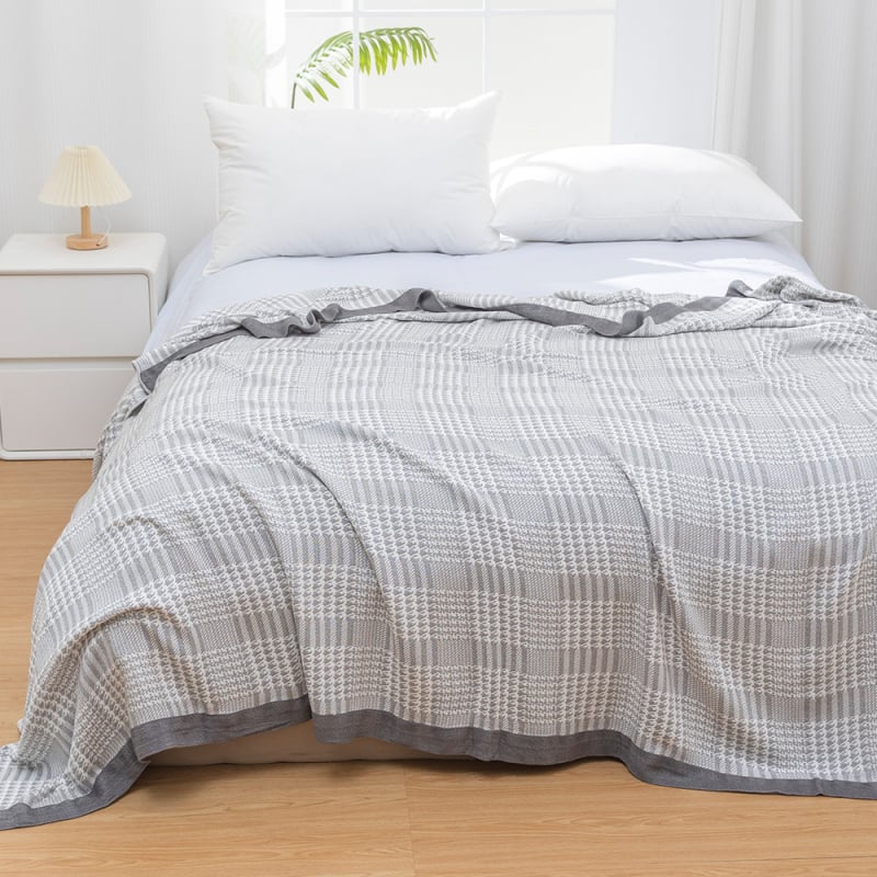 Κουβέρτα από ίνες μπαμπού με γεωμετρικό μοτίβο, βαφή με αντίδραση, καλοκαίρι, περίπου 1000 γρ.