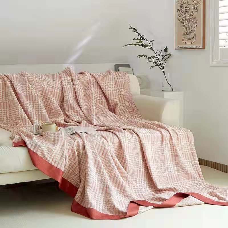 Κουβέρτα από ίνες μπαμπού με γεωμετρικό μοτίβο, βαφή με αντίδραση, καλοκαίρι, περίπου 1000 γρ.