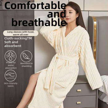 Lingxiang vannitoa hommikumantel, korallfliis, talvine, unisex