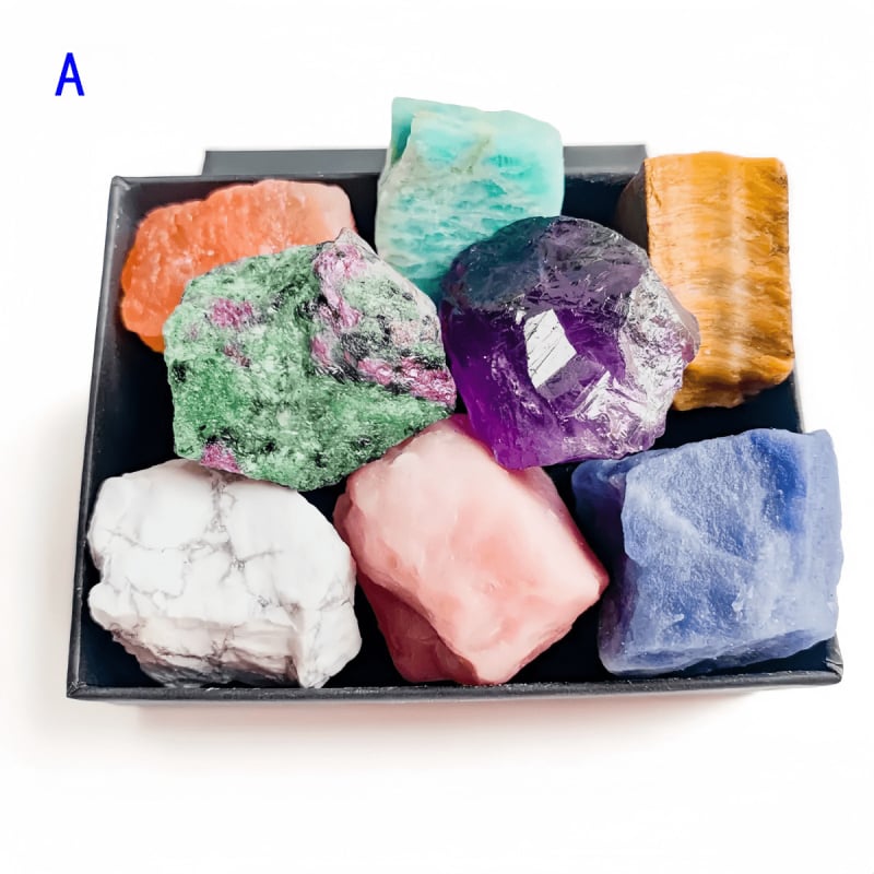 Ametiszt kristály mintaszett - nyers kő megjelenés, eredet Brazília