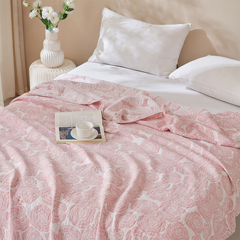 Καλοκαιρινή κουβέρτα πετσέτας από 100% βαμβάκι για καναπέ, αντίδρατική εκτύπωση, φλοράλ μοτίβο