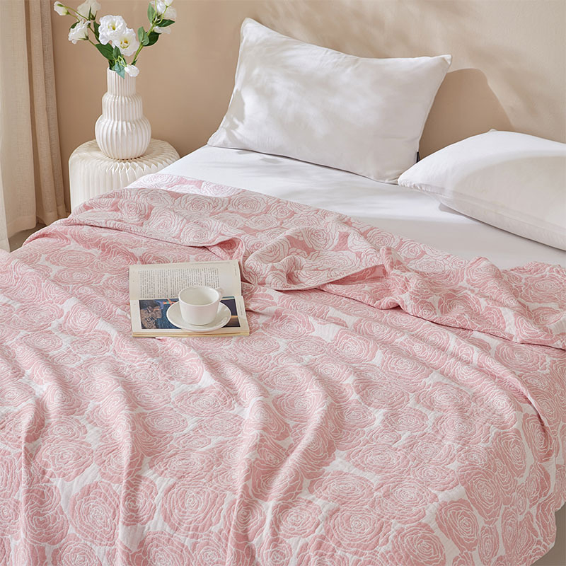 Лятно одеяло от 100% памук, кърпено за диван, реактивен печат, флорален модел