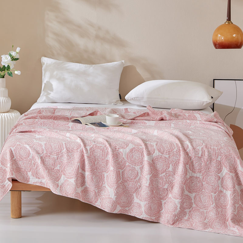 Καλοκαιρινή κουβέρτα πετσέτας από 100% βαμβάκι για καναπέ, αντίδρατική εκτύπωση, φλοράλ μοτίβο