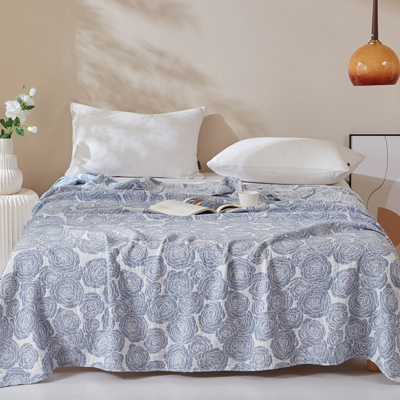 Καλοκαιρινή κουβέρτα πετσέτας από 100% βαμβάκι για καναπέ, αντίδρατική εκτύπωση, φλοράλ μοτίβο