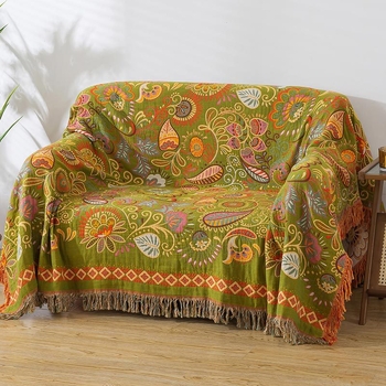 Καλοκαιρινή βαμβακερή γάζα κουβέρτα με αντιδραστική εκτύπωση, γεωμετρικό σχέδιο, βάρος 1.1–1.5 кг