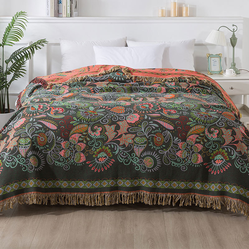 Καλοκαιρινή βαμβακερή γάζα κουβέρτα με αντιδραστική εκτύπωση, γεωμετρικό σχέδιο, βάρος 1.1–1.5 кг