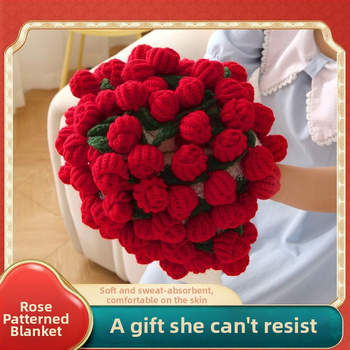 Βελουδένιο πετσέτα-ριχτάρι με σχέδιο από τριαντάφυλλα και καρδιές, λουλουδένιο μοτίβο, για όλες τις εποχές