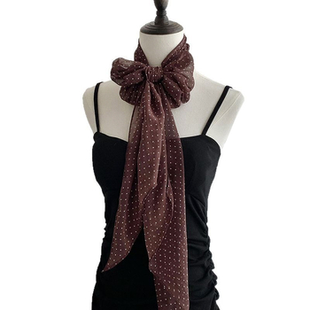 Пролетен полиестерен шал с розов мотив и точки, Twill тъкан, съдържание полиестер 31-50%, многофункционален аксесоар за глава и колан