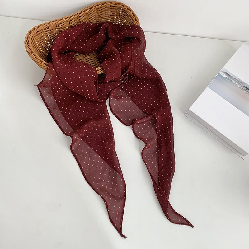 Пролетен полиестерен шал с розов мотив и точки, Twill тъкан, съдържание полиестер 31-50%, многофункционален аксесоар за глава и колан