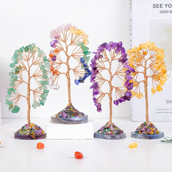 Δέντρο κρυστάλλου για οικιακή διακόσμηση - Φυσικό κρύσταλλο με βάση από αχάτη, μοντέρνο μινιμαλιστικό στυλ, ατομική συσκευασία