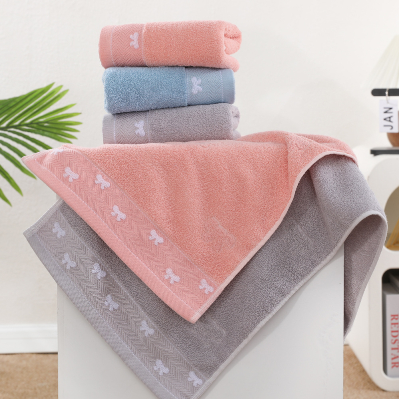 Zhuo yijia Ručnik za lice od 100% pamuka, Jacquard 32s, 100–120 g, logotip ušiven