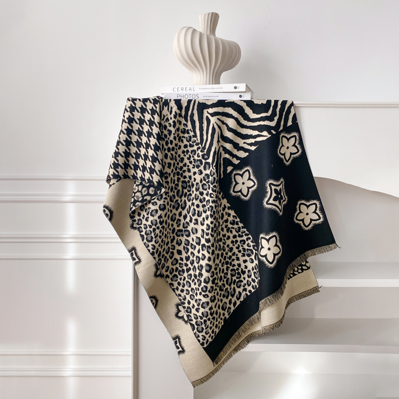 Novi šal s leopard uzorkom i zvjezdicama, korejska verzija, svestran topao šal od umjetnog kašmira za žene, deblji, jacquard obrada