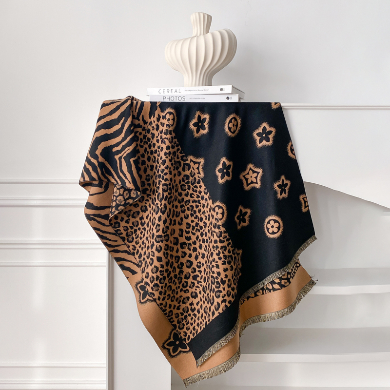 Novi šal s leopard uzorkom i zvjezdicama, korejska verzija, svestran topao šal od umjetnog kašmira za žene, deblji, jacquard obrada