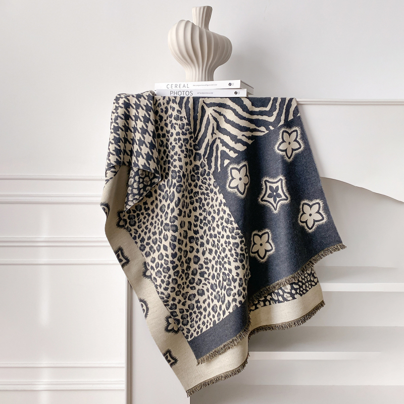 Novi šal s leopard uzorkom i zvjezdicama, korejska verzija, svestran topao šal od umjetnog kašmira za žene, deblji, jacquard obrada