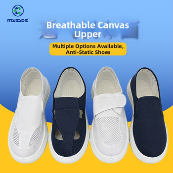 Antistatiskas darba kurpes ar vidēja augstuma augšējo daļu, biezām polsterētām PU zolēm, Fly auduma augšdaļa