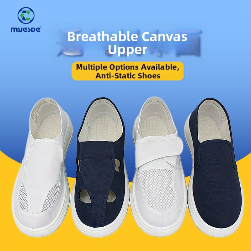 Antistatiskas darba kurpes ar vidēja augstuma augšējo daļu, biezām polsterētām PU zolēm, Fly auduma augšdaļa