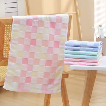 Ručnik za lice od 80% pamuka, karirani uzorak, lagan, težina ispod 50 g, jednostavno tkanje, personalizacija loga