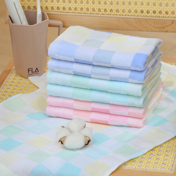 Ručnik za lice od 80% pamuka, karirani uzorak, lagan, težina ispod 50 g, jednostavno tkanje, personalizacija loga