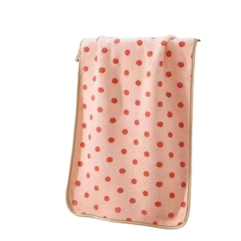 Korall fleece pöttyös törölközőkészlet – puha és nedvszívó, törölközők fürdőre és arcra, 50–80 g/törölköző, szegélyvarrás, testreszabási lehetőség