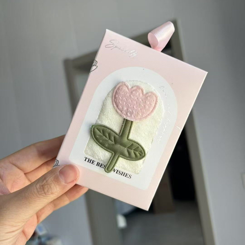 Tulip kvadratni ručnik u kutiji za poklon, svilen cvijet, 40 g, mješovito vlakno, šivanje