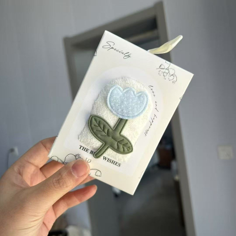 Tulip kvadratni ručnik u kutiji za poklon, svilen cvijet, 40 g, mješovito vlakno, šivanje