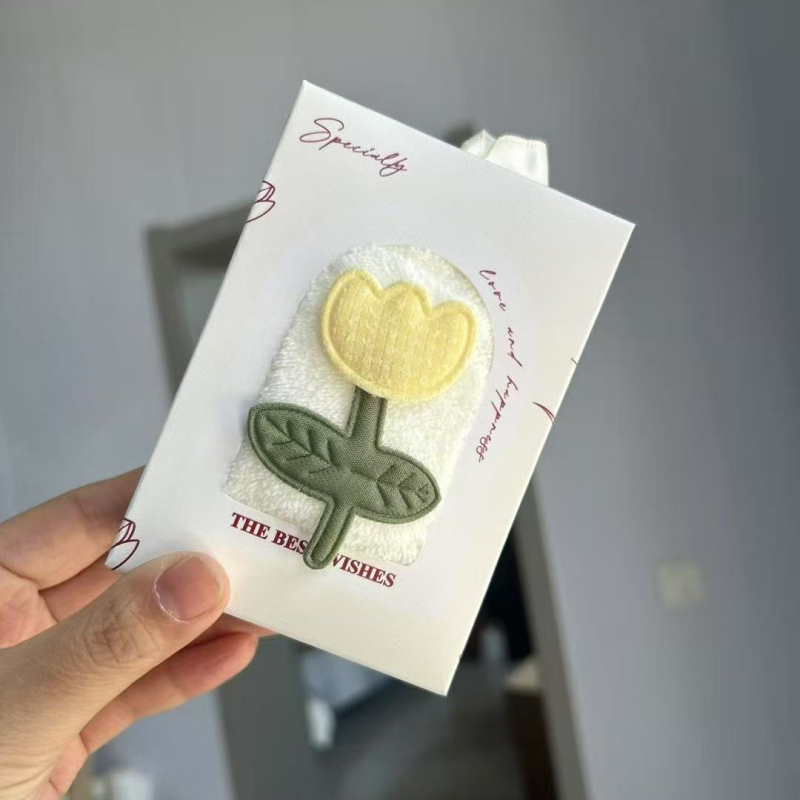 Tulip kvadratni ručnik u kutiji za poklon, svilen cvijet, 40 g, mješovito vlakno, šivanje