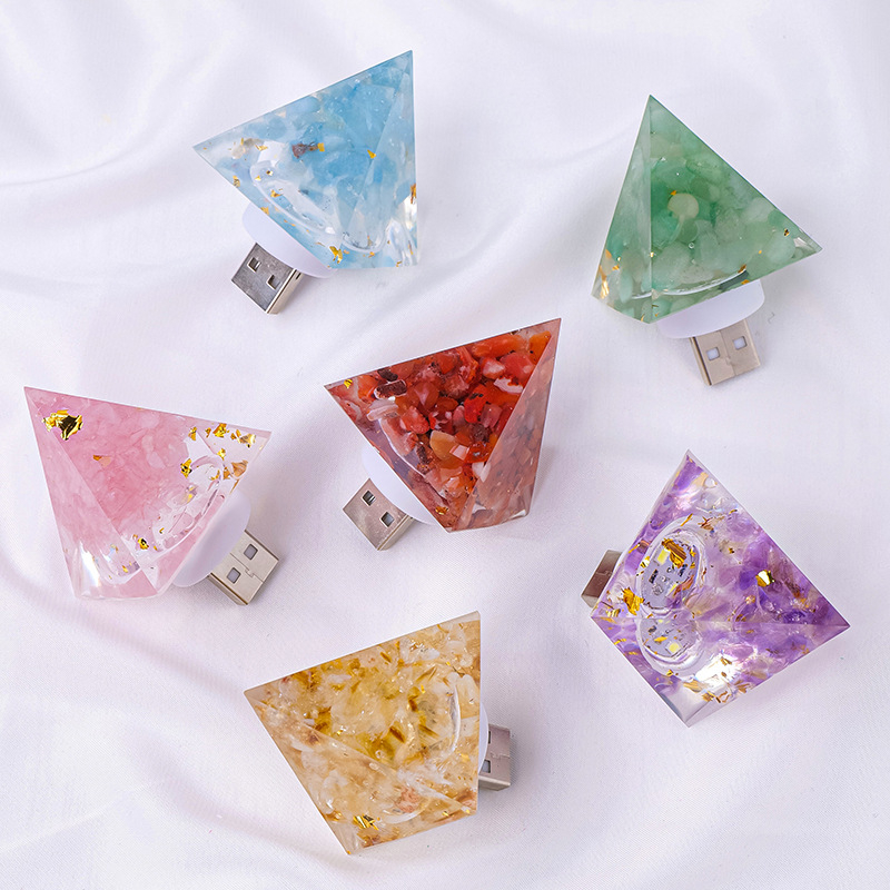 Lumină de noapte din cristal – lampă de noptieră cu design geometric, stil modern minimalist, decor gata pentru cadou