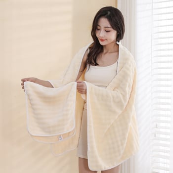 Mengfuzi Coral Velvet set od 3 komada: kupaonski ručnik, ručnik za lice i kapa za sušenje kose, absorbentan, 80–100 g po komadu, 40s vlakna