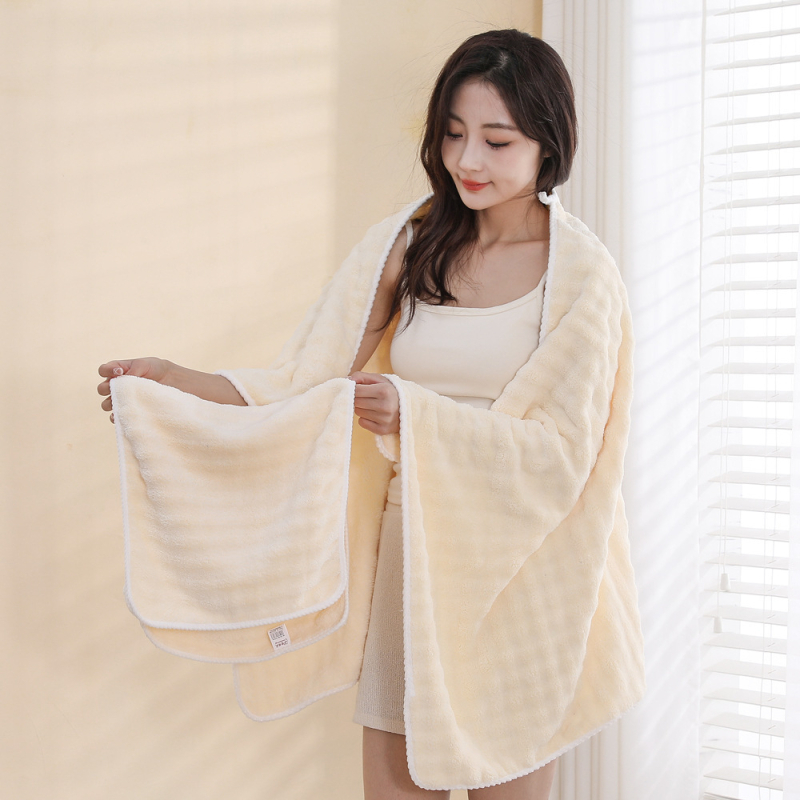 Mengfuzi Coral Velvet set od 3 komada: kupaonski ručnik, ručnik za lice i kapa za sušenje kose, absorbentan, 80–100 g po komadu, 40s vlakna