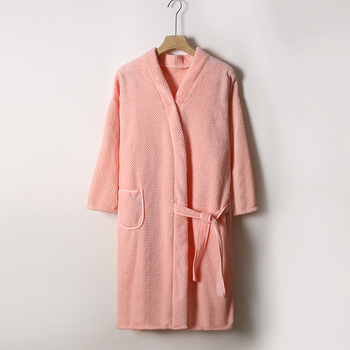 Halat de baie unisex pentru iarnă, țesătură cu plasă ananas, poliester, mâneci lungi