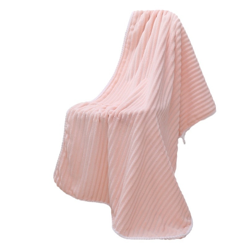 Trodijelni set ručnika od koralnog velura sa kapom za tuš - 150D, šiveno, 300–400 g, prilagodljivo