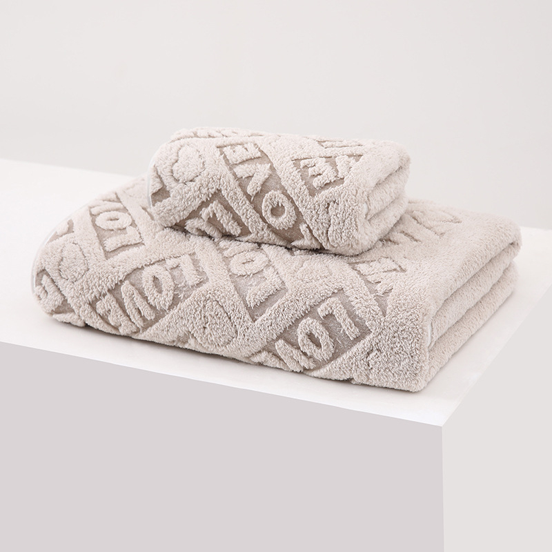 Set prosoape de baie Jacquard din fleece coral imprimat, 150D, 200 g+, cusut