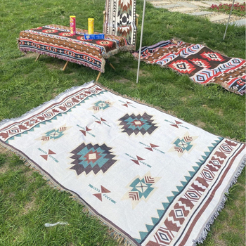 Бохемски стил за открито - кампинг одеяло със завивка за диван, геометричен принт, полиестер, 800–999 g, за четири сезона, персонализирана обработка