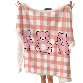 Двоен слой одеяло от млечен велур и агнешка вълна, с ивици, тегло 300–499 г, подходящо за всички сезони